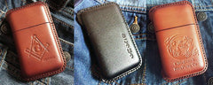 Red Leather Mens Cigarette Holder Case Vintage Custom Cigarette Case for Men