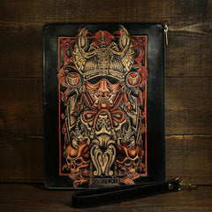 cool mens wallets Handmade Tooled Leather Biker Wallet Constellation Mens Cool Chain Wallet Trucker Wallet with Chain