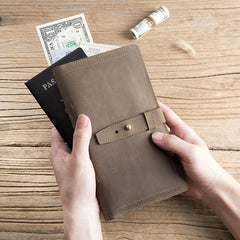 Cool Leather Mens Travel Long Wallet Passport Leather Wallet Long Wallet for Men