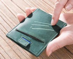 Handmade Leather Mens Cool billfold Wallet Card Holder Small Card Slim Wallets for Men