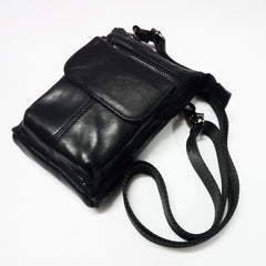 Mens Leather Small Side Bag Waist Pouch Holster COURIER BAG Belt Case Belt Pouch for Men