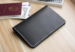 Handmade Leather Mens Travel Wallet Passport Leather Wallet billfold Slim Wallets for Men