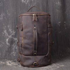 Cool Leather Mens Weekender Bag Vintage Coffee Leather Backpack for men