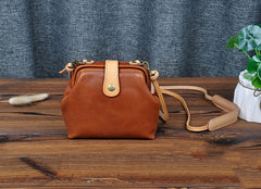 Vintage Womens Black Leather Small Doctor Shoulder Bag Black Doctor Crossbody Purse for Women