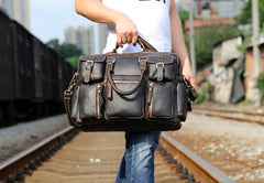 Genuine Leather Mens Cool Weekender Bag Travel Bag Duffle Bags Briefcase Messenger Bag for men