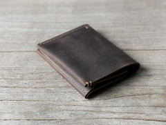 Cool Leather Mens Slim Small Leather Wallets Men billfold Bifold Wallet for Men