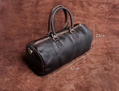 Genuine Leather Mens Bucket Bag Cool Weekender Bag Travel Bag Duffle Bags Overnight Bag Holdall Bag for men