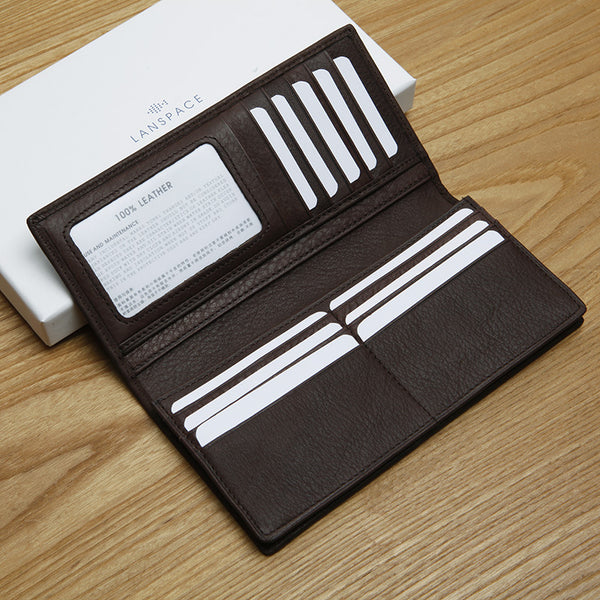 Handmade vintage modern leather clutch bag long wallet ID card holders slots for men - EverHandmade