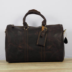 Cool Leather Mens Overnight Bag Weekender Bag Vintage Travel Bags Duffle Bag for Men