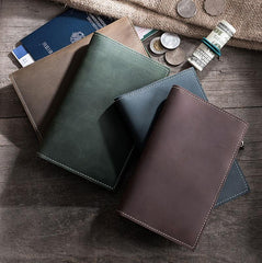 Handmade Leather Mens Travel Wallet Passport Leather Wallet billfold Long Wallets for Men