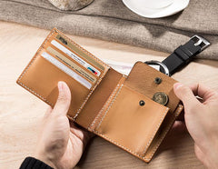 Cool Leather Mens Slim Small Wallets billfold Wallets Bifold for Men