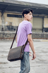 Cool Leather Coffee Mens Side Bag Messenger Bags Vintage Courier Bag for Men