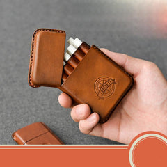 Handmade Leather Cigarette Case Mens Leather Case of Cigarettes Brown Leather Cigarette Holder Case