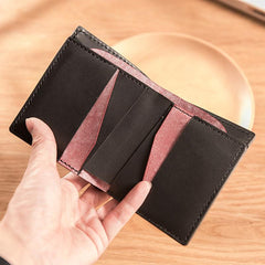 Handmade Leather Mens Cool Slim Leather Wallet Men Small Wallets Bifold for Men