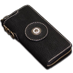 Handmade Leather Tibetan Mens Biker Chain Wallets Cool Leather Wallet Long Chain Wallets for Men