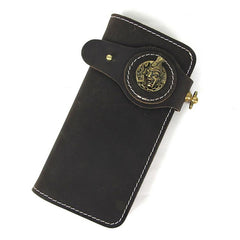 Handmade Mens Long Biker Wallet with Chain Cool Leather Biker Chain Wallet