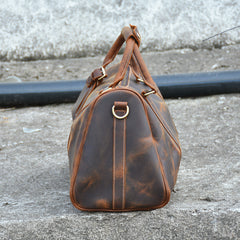 Leather Mens Weekender Bag Vintage Coffee Travel Bag for men