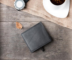Cool Handmade Leather Mens Slim Small Wallet billfold Wallets Bifold for Men