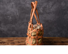 Leather Canvas Women Bucket Bag Shopper Bag Shoulder Bag For Women