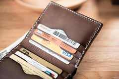 Cool Leather Mens Slim Small Wallets Men billfold Bifold Wallet for Men