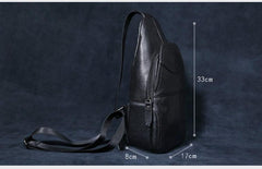 Genuine Leather Mens Cool Chest Bag Sling Bag Crossbody Bag Travel Bag Hiking Bag for men