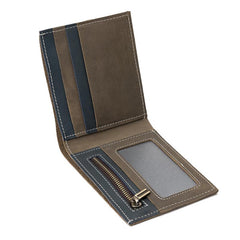 Handmade Leather Mens Cool Slim Leather Wallet Men Small billfold Wallets Bifold for Men