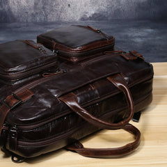 Genuine Leather Mens Cool Messenger Bag Briefcase Backpack Bag Travel Bag for Men