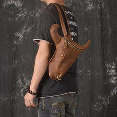 Cool Leather Mens XO Bull Backpack Tan Travel Backpack Unique Backpack for men