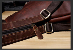 Genuine Brown Leather Mens Cool Chest Bag Sling Bag Sling Backpack for men