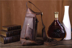 Cool Leather Mens Chest Bag Sling Bags Sling Crossbody Bag Travel Sling Bag for men