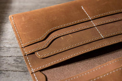 Handmade Leather Mens Clutch Wallet Cool Leather Wallet Long Phone Wallets for Men