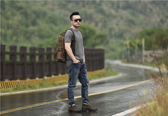 Oil Wax Canvas Mens Cool Backpack Large Travel Backpack Hiking Backpack for men