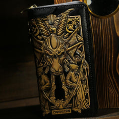 cool iphone wallet cases Handmade Tooled Leather Biker Wallet Constellation Mens Cool Chain Wallet Trucker Wallet with Chain