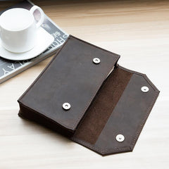 Handmade Leather Mens Clutch Cool Large Wallet Clutch Wristlet Wallet for Men