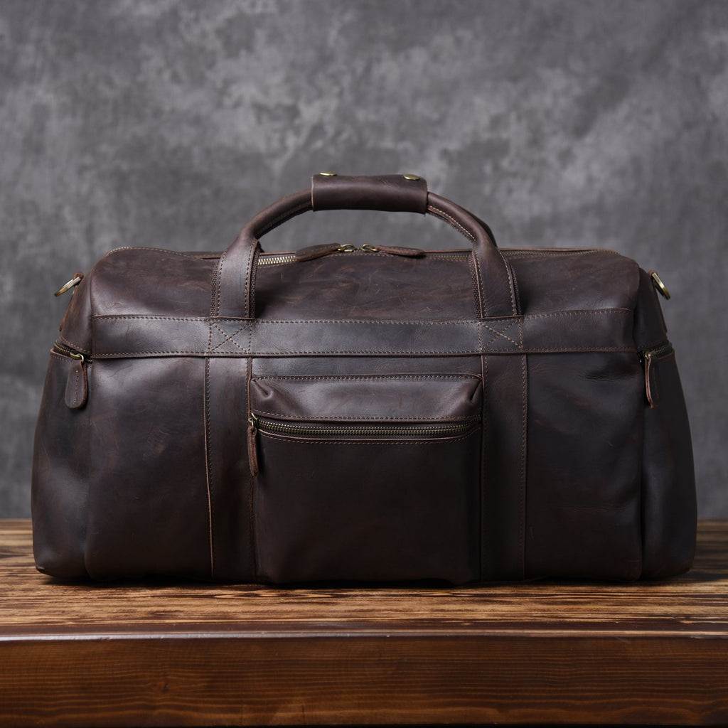 Cool Leather Mens Weekender Bag Travel Bag Duffle Bags Holdall Bag for