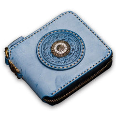 Handmade Leather Tibetan Mens billfold Wallet Cool Chain Wallet Biker Wallet for Men