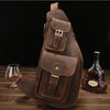 Leather Mens Sling Bag Chest Bag Cool Sling Shoulder Bag Sling Backpack for men