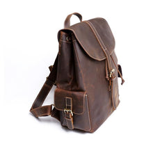 Vintage Leather Mens Backpack Satchel Brown School Backpack Travel Backpack for men