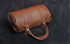 Genuine Leather Mens Barrel Bag Cool Weekender Bag Travel Bag Duffle Bags Overnight Bag Holdall Bag for men