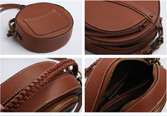 Cute Leather Womens Stylish Circle Crossbody Bag Purse Round Shoulder Bag for Women