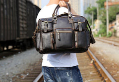 Genuine Leather Mens Cool Weekender Bag Travel Bag Duffle Bags Briefcase Messenger Bag for men