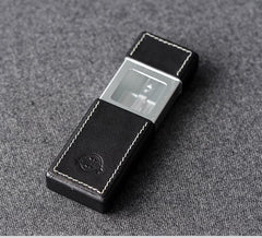 Cool Mens Black Leather Portable Ashtray Travel Ashtray Pocket Ashtray Lighter for Men