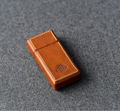 Cool Mens Black Leather Portable Ashtray Travel Ashtray Pocket Ashtray Lighter for Men