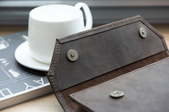 Handmade Leather Mens Clutch Cool Large Wallet Clutch Wristlet Wallet for Men