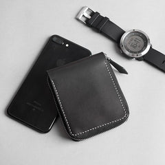 Handmade leather Mens Small biker wallet zipper billfold Chain Wallets for Men