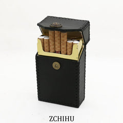 Handmade Leather Cigarette Holder Mens Black Cool Cigarette Holder Case for Men