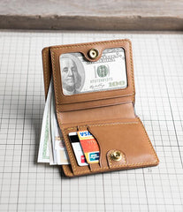 Handmade Leather Mens Cool Slim Leather Wallet Men Small Wallets Bifold for Men
