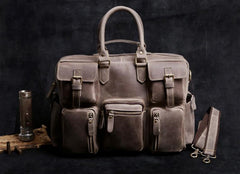 Genuine Leather Mens Cool Weekender Bag Travel Bag Duffle Bags Briefcase Messenger Bag for men