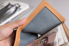 Handmade Cool Leather Mens billfold Leather Wallet Men Small Wallets Bifold for Men