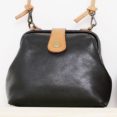 Vintage Womens Black Leather Mini Doctor Shoulder Purses Black Doctor Crossbody Purses for Women